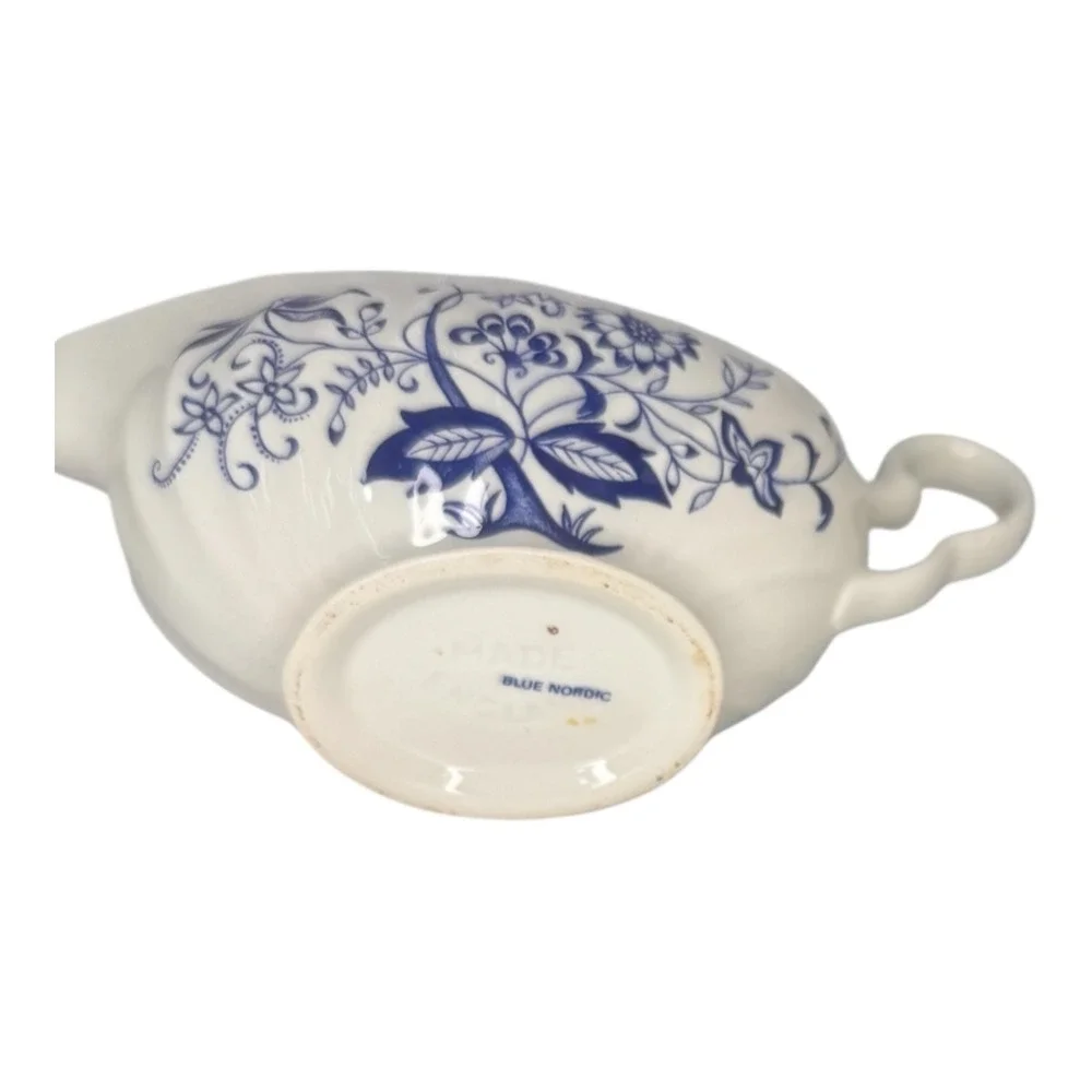 Blue Nordic Gravy Boat Made in England Blue and White Floral Onion Pattern Sauce